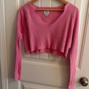 Women’s waffle knit cropped long sleeve